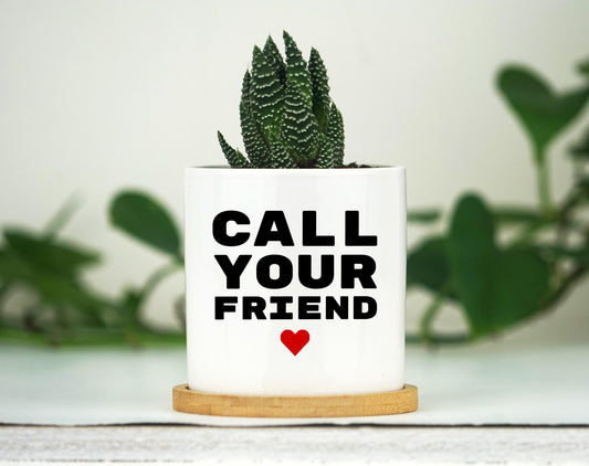 Best Friend Gift Planter Gift - 3" White Ceramic Pot - Work Bestie Gift Idea, Long Distance Gift, Funny Goodbye Gift, Moving Gift