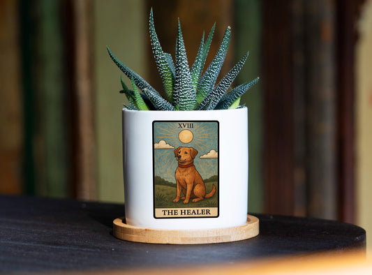 Personalized Tarot Card Dog Lover Memorial Gift - 3" White Pot -Pet Memorial Gift, Dog Remembrance Gift, Pet Loss Gift, Dog Remembrance Gift