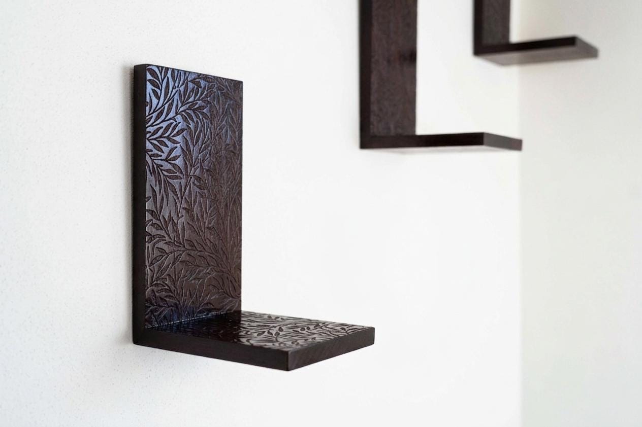 Wooden Plant Shelf - Dark Roast Finish - Plant Hanger, Shelves on Wall for Decor, Floating Shelf, Hanging Plant Shelf, Wall Planter