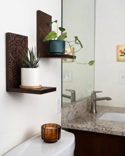 Wooden Plant Shelf - Dark Roast Finish - Plant Hanger, Shelves on Wall for Decor, Floating Shelf, Hanging Plant Shelf, Wall Planter